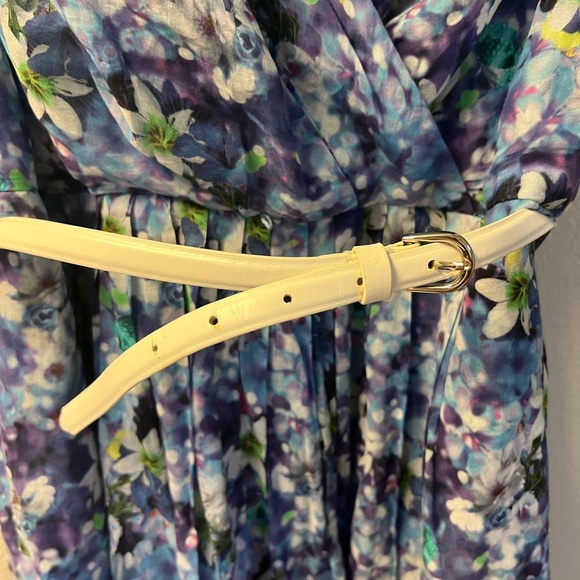 Ivy + Blu Blue Floral Belted Sleeveless‎ Dress Size 8 - Picture 6 of 9